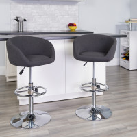 Flash Furniture CH-TC3-1066L-BKFAB-GG Contemporary Black Fabric Adjustable Height Barstool